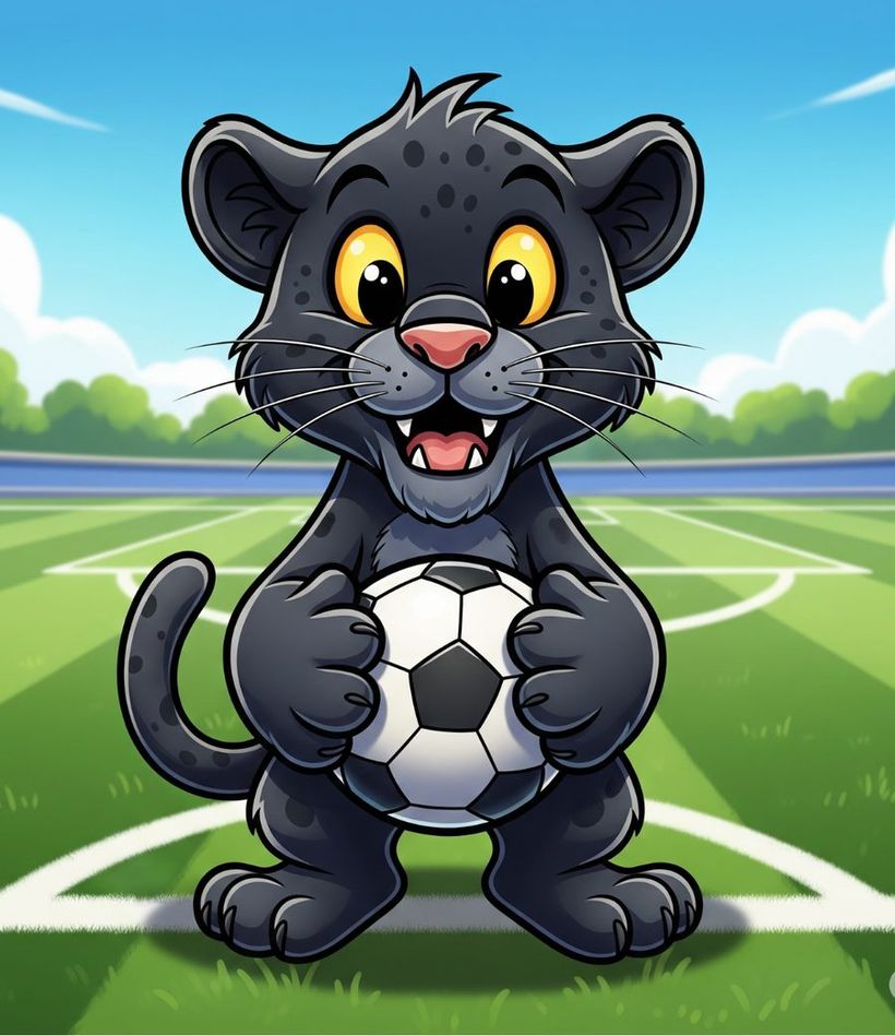 La mascotte del club, una piccola pantera con il pallone